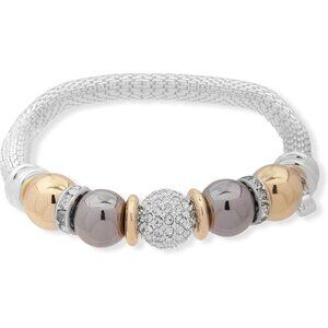 Nine West Boxed Fireball Tri-Tone Stretch Bracelet, Silvera
